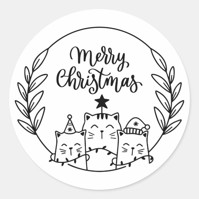 Weihnachtskatzenschrei Runder Aufkleber (Vorderseite)