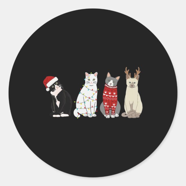 Weihnachtskatzenspass Katze Liebe Katze Mama Katze Runder Aufkleber (Vorderseite)