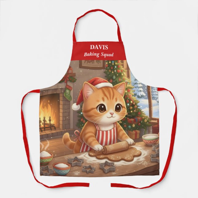 Weihnachtskatzenurlaub Backen Schürze (Vorderseite)