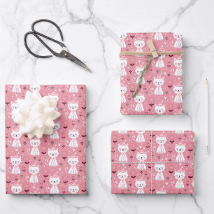 Weihnachtskatzenverpackungsblätter Geschenkpapier Set