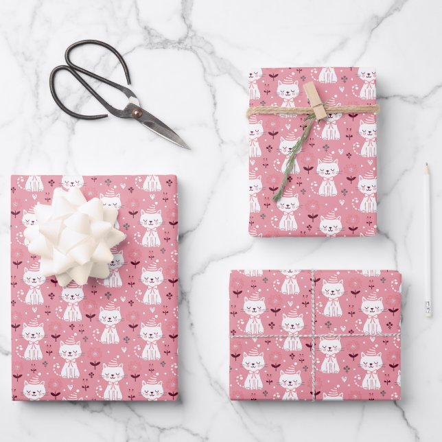 Weihnachtskatzenverpackungsblätter Geschenkpapier Set (Vorderseite)