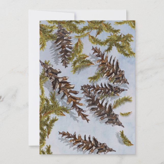 Weihnachtskegel Evergreen Zweige Karte (Vorderseite)