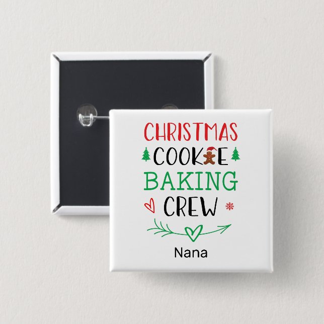 Weihnachtskeks Backen Crew passend Familienname Button (Vorne & Hinten)