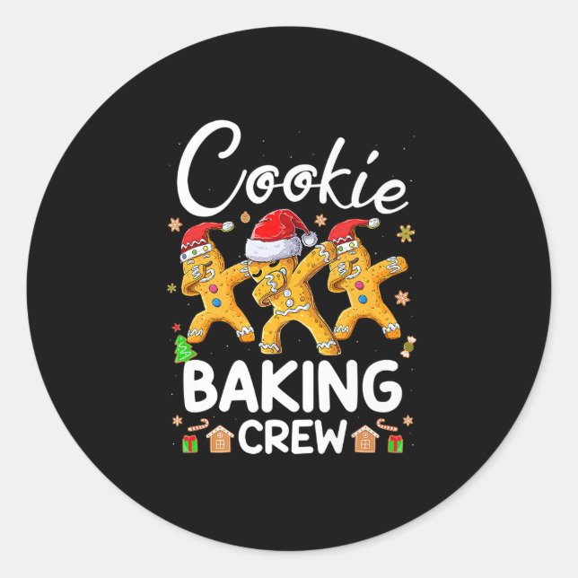 Weihnachtskeks Backgebäck Crew Funny Pajamas Famil Runder Aufkleber (Vorderseite)