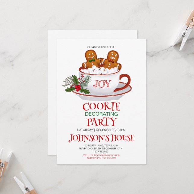 Weihnachtskeks Dekorieren der Party Einladung (Vorderseite/Rückseite Beispiel)