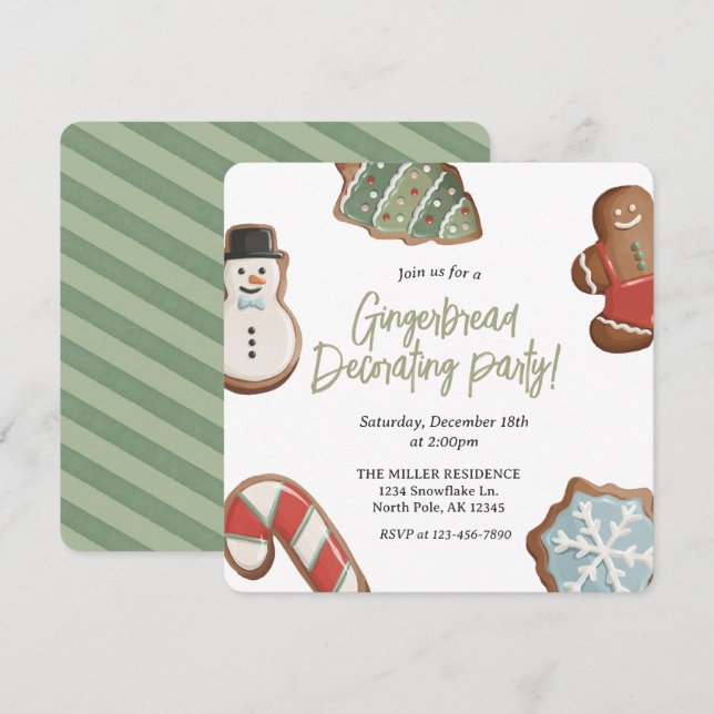 Weihnachtskeks Dekorieren der Party Einladung (Vorne/Hinten)