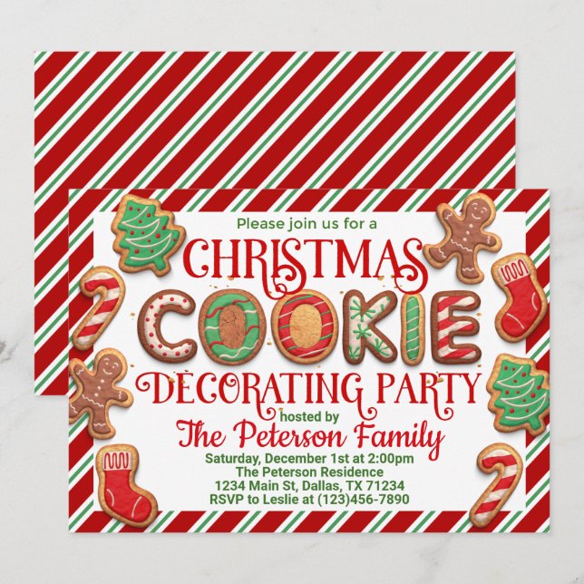 Weihnachtskeks Dekorieren der Party Einladung (Vorne/Hinten)