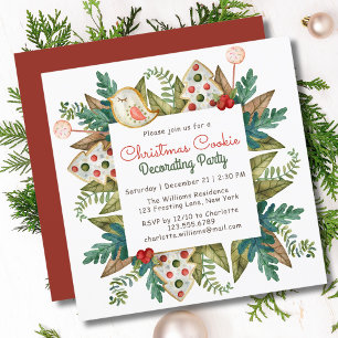Weihnachtskeks Dekorieren Party Aquarell Einladung