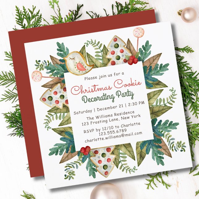 Weihnachtskeks Dekorieren Party Aquarell Einladung (Von Creator hochgeladen)