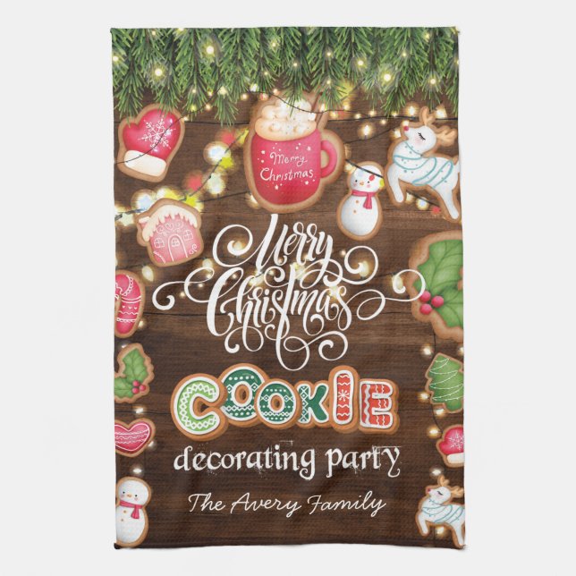 Weihnachtskeks Dekorieren Party Personalisiert Geschirrtuch (Vertikal)