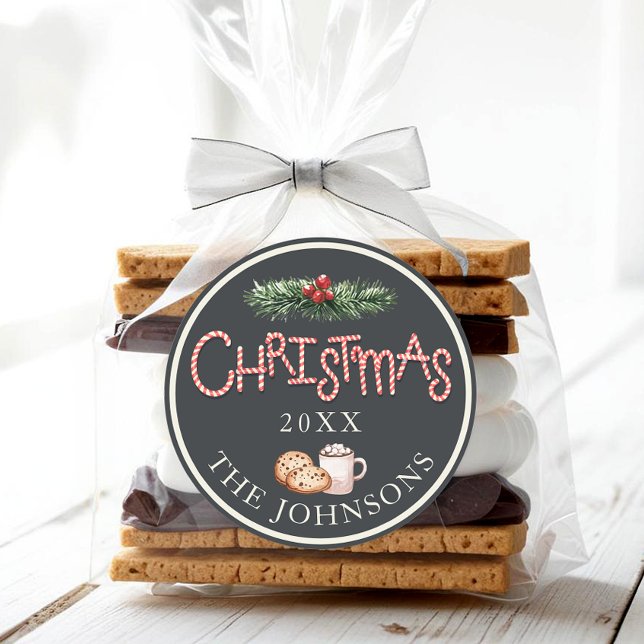 Weihnachtskeks Hot Cocoa Gefallen Aufkleber (Christmas Party Favor Sticker)