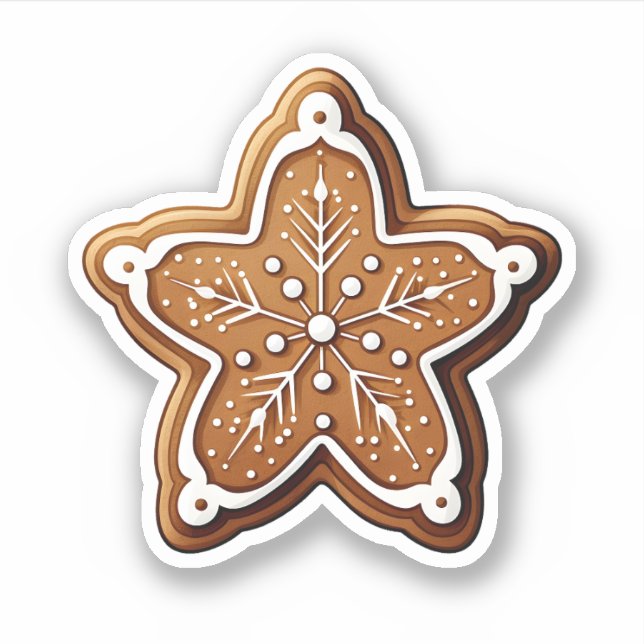 Weihnachtskeks im Cartoon mit Schneeflocke Aufkleber (Vorderseite)
