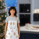 Weihnachtskeks Lebkuchen Mann Bake Off Name Schürze<br><div class="desc">Weihnachts-Cookie Gingerbread Man Bake Off Name Für Ihre Weihnachtskekse Bake Von einem modernen Design mit einem Keks und Lebkuchen Menschen Muster. Weihnachtskekse sind in einem modernen Skript. Einfach mit Namen personalisieren.</div>