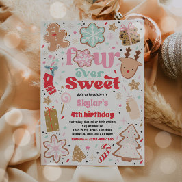 Weihnachtskeks Vier mal Sweet Birthday Party Einladung
