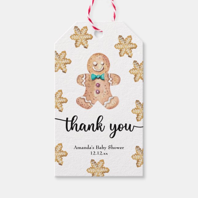 Weihnachtskekse Babydusche Danke Geschenkanhänger (Vorderseite)
