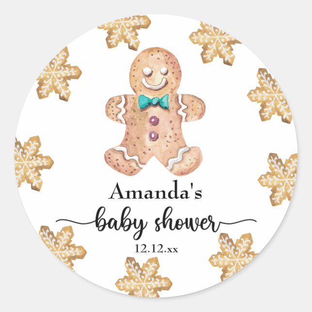 Weihnachtskekse Babydusche Runder Aufkleber (Vorderseite)
