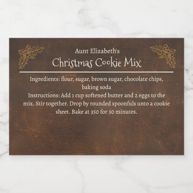 Weihnachtskekse Backen Mix Personalisiert Lebensmitteletikett (Einzelnes Label)