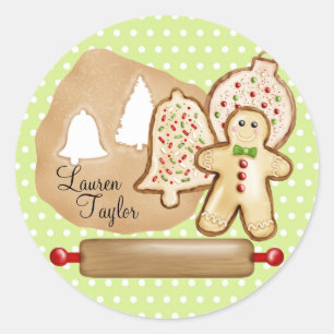 Weihnachtskekse backen runder aufkleber