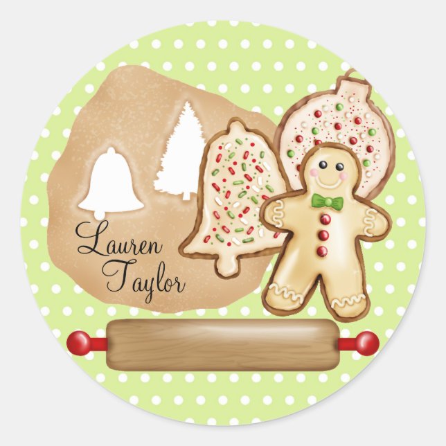 Weihnachtskekse backen runder aufkleber (Vorderseite)