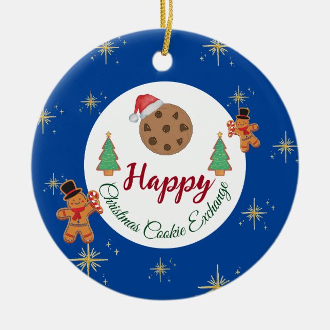 Weihnachtskekse Blaukuchen-Lebkuchen Keramik Ornament (Vorne)