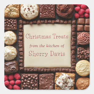 Weihnachtskekse Candy Brownies Cupcakes Quadratischer Aufkleber