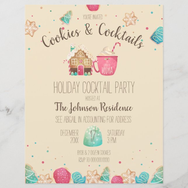 Weihnachtskekse Cocktail Niedliches Party Flyer (Vorderseite)