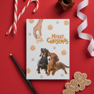 Weihnachtskekse Dachshund Welpen Hund Feiertagskarte