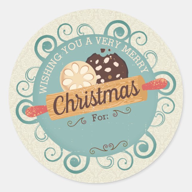 Weihnachtskekse, die aus der Küche personalisiert  Runder Aufkleber (Vorderseite)