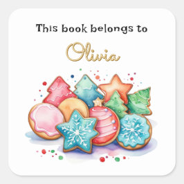 Weihnachtskekse Dieses Buch gehört zum Individuell Quadratischer Aufkleber