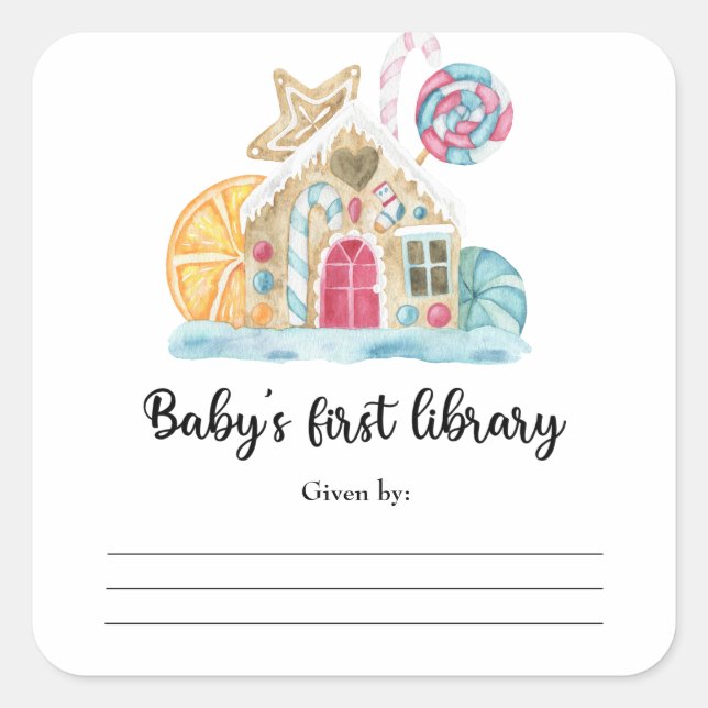 Weihnachtskekse - erste Bibliothek des Babys Quadratischer Aufkleber (Vorderseite)