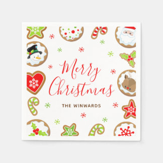 Weihnachtskekse Frohe Weihnachten Rot und Grün Serviette