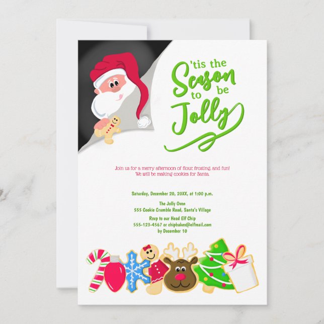 Weihnachtskekse für das Weihnachtskids-Party Einladung (Vorderseite)