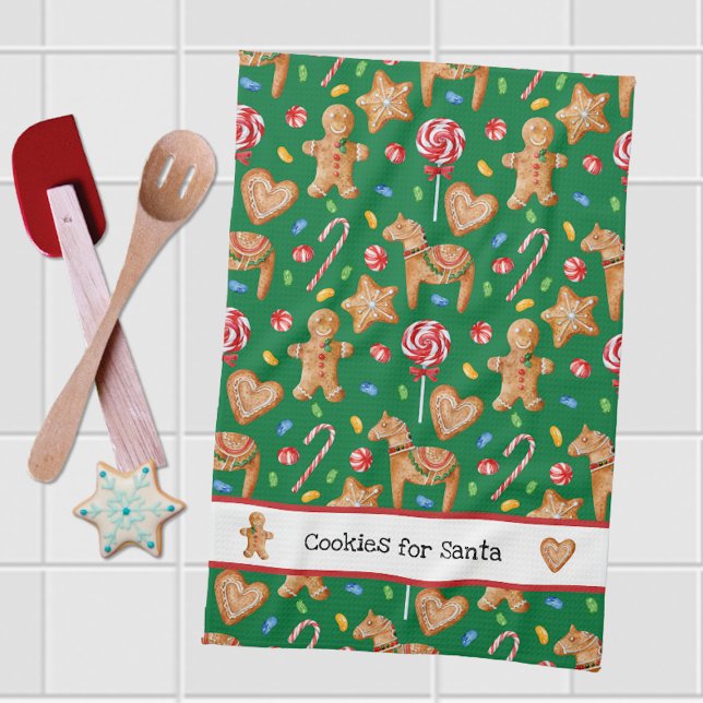 Weihnachtskekse für Santa Green Kitchen Handtuch (Von Creator hochgeladen)