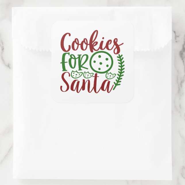Weihnachtskekse für Weihnachtskunst Quadratischer Aufkleber (Tasche)