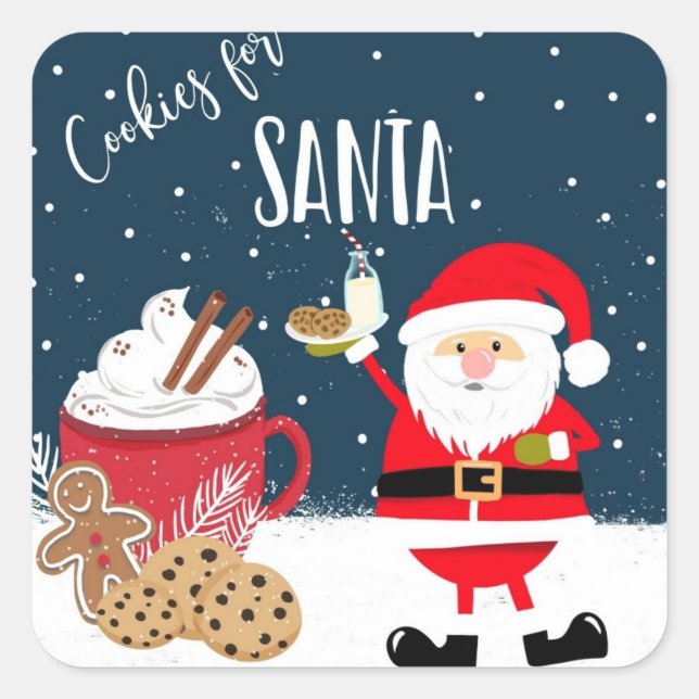 Weihnachtskekse für Weihnachtsmilch Quadratischer Aufkleber (Vorderseite)