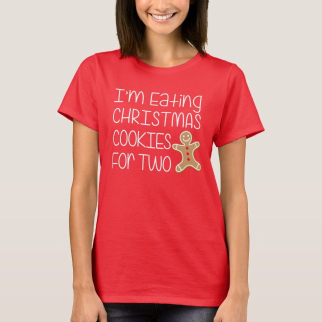 Weihnachtskekse für zwei Personen essen T-Shirt (Vorderseite)