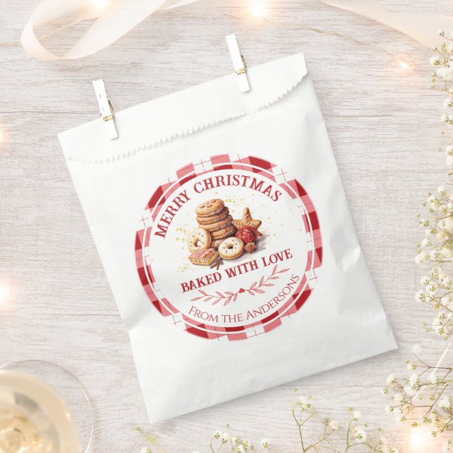 Weihnachtskekse gebacken mit Liebe Gefältchen Geschenktütchen (Ausgeschnitten)