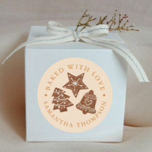 Weihnachtskekse gebacken mit Liebe Gelb Runder Aufkleber