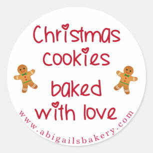 Weihnachtskekse gebacken mit Liebe Lebkuchen Männ Runder Aufkleber