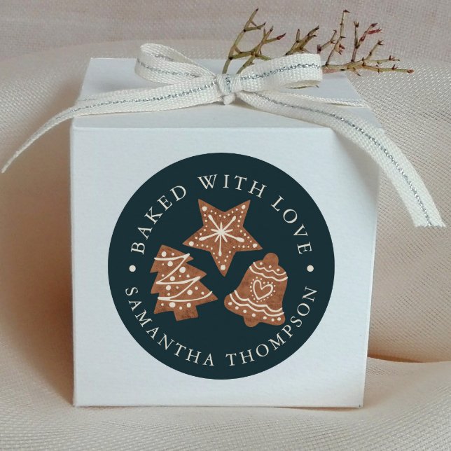 Weihnachtskekse gebacken mit Liebe Runder Aufkleber (Von Creator hochgeladen)