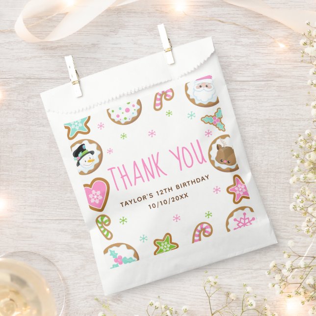 Weihnachtskekse Geburtstagsfeier Rosa Danke Geschenktütchen (Ausgeschnitten)