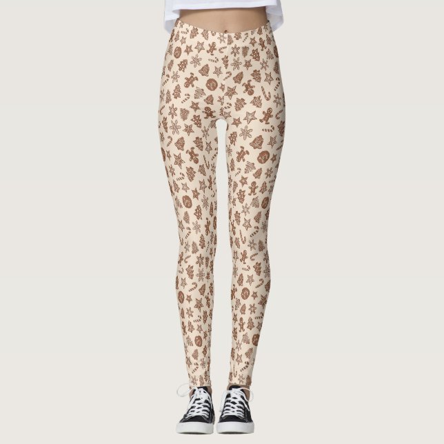 Weihnachtskekse Gelbes Muster Leggings (Vorderseite)