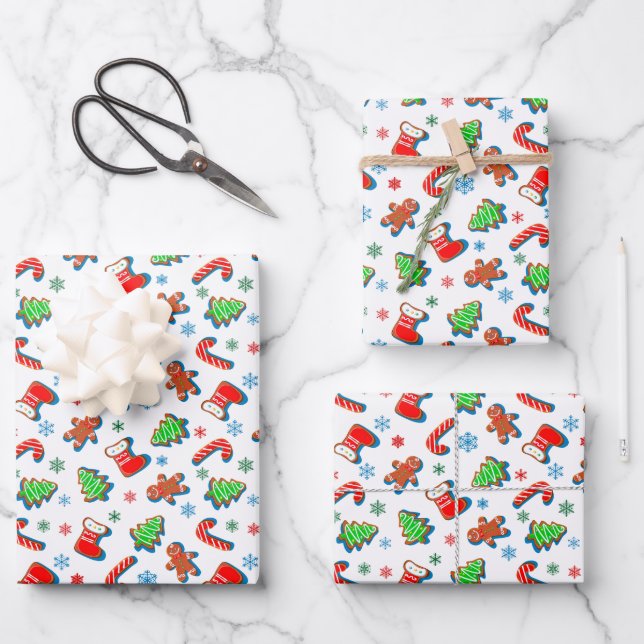 Weihnachtskekse Geschenkpapier Set (Vorderseite)