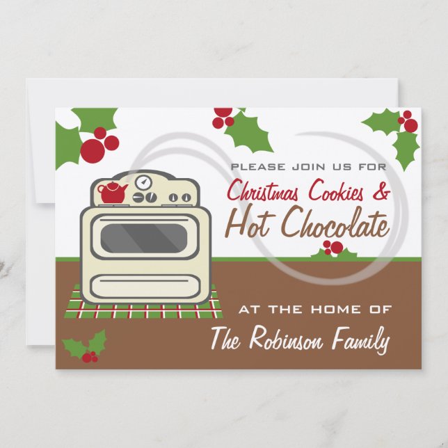 Weihnachtskekse & Hot Chocolate Party Retro Einladung (Vorderseite)