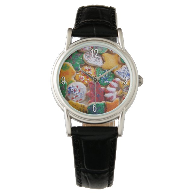 Weihnachtskekse ich farbenfrohe Weihnachtsgebäck Armbanduhr (Vorderseite)