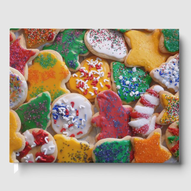 Weihnachtskekse ich farbenfrohe Weihnachtsgebäck Gästebuch (Vorderseite)