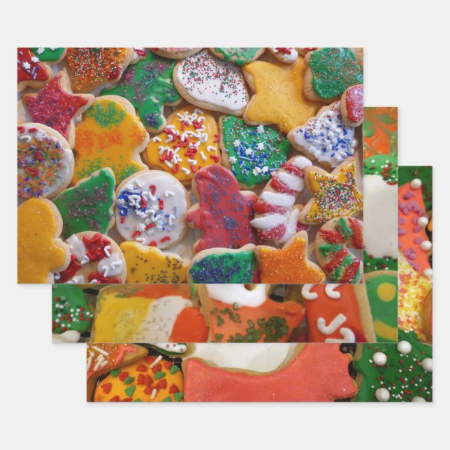 Weihnachtskekse ich farbenfrohe Weihnachtsgebäck Geschenkpapier Set (Set)