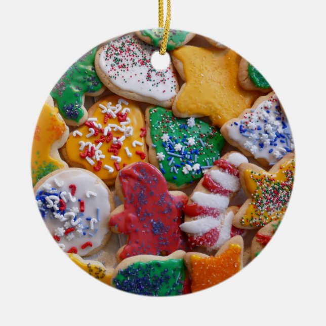 Weihnachtskekse ich farbenfrohe Weihnachtsgebäck Keramik Ornament (Vorne)