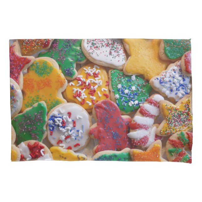 Weihnachtskekse ich farbenfrohe Weihnachtsgebäck Kissenbezug (Vorderseite)