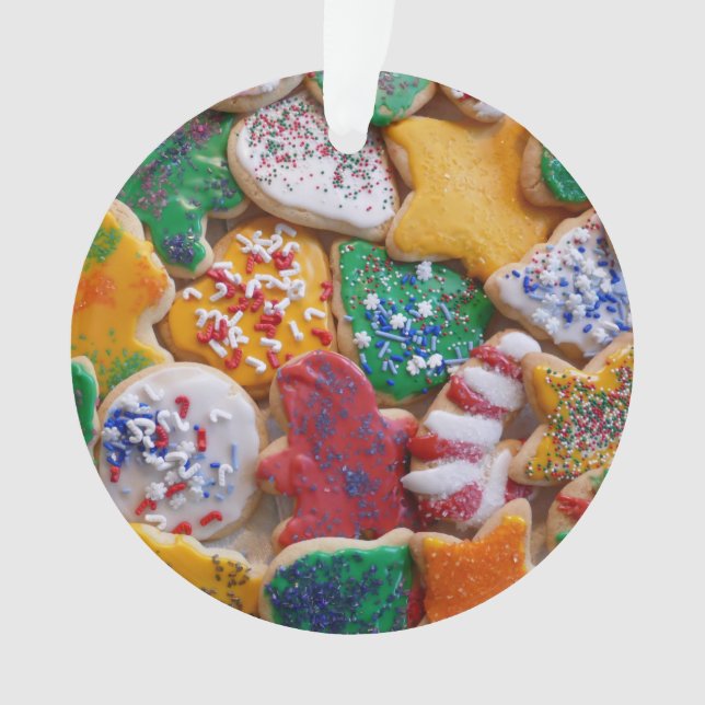 Weihnachtskekse ich farbenfrohe Weihnachtsgebäck Ornament (Vorderseite)